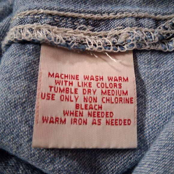 Vintage Basic Editions Holiday Christmas Shirt M Denim Chambray Jean Ornaments - Picture 6 of 16